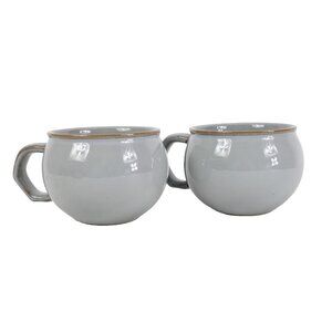Hearth Hand Coffee Mug Gray Tan Magnolia Pot Belly Stoneware Set Of 2 Coffee Mug